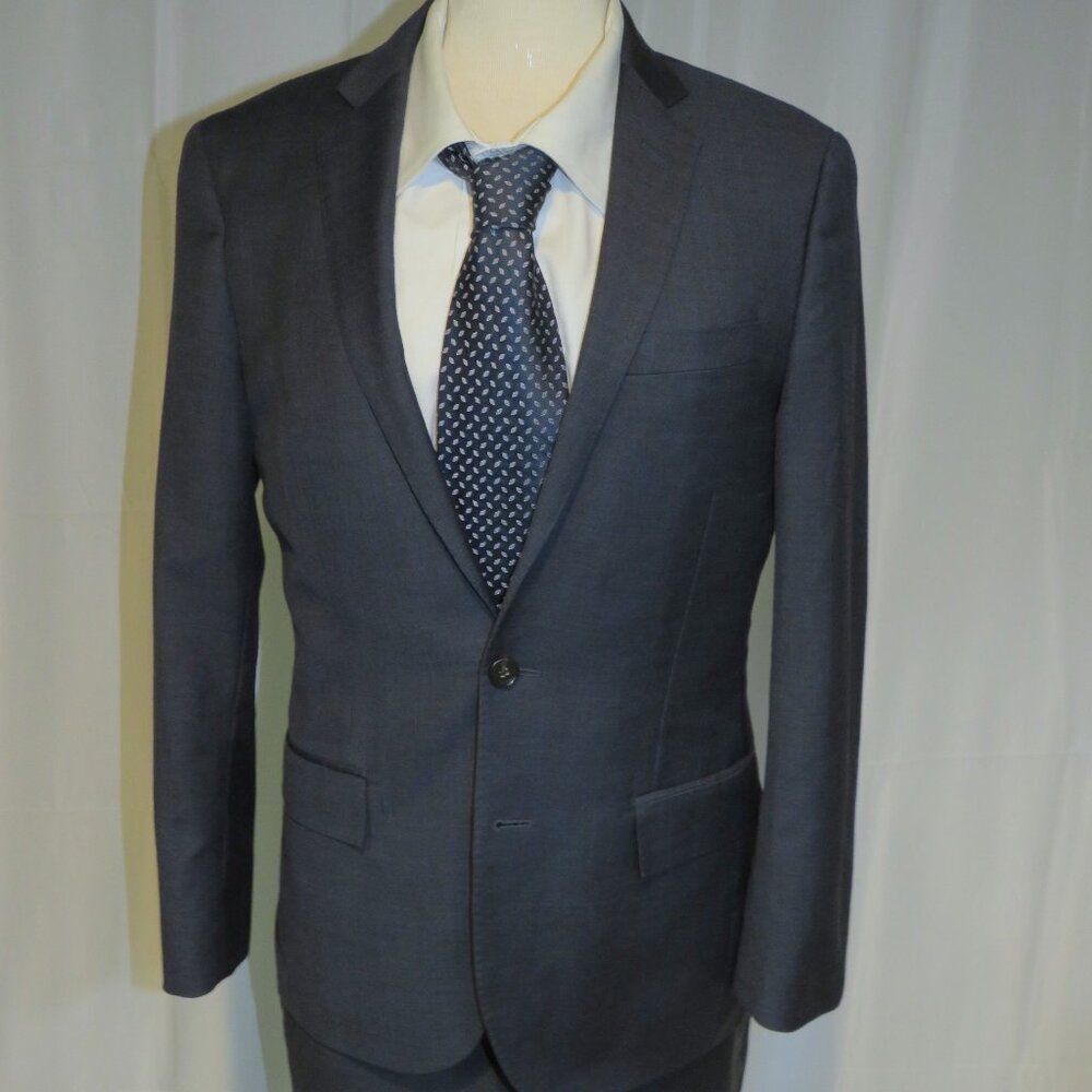 J. Crew Ludlow Tollegno Slate Blue Solid Knit Two Button Suit 36S - Picture 4 of 16